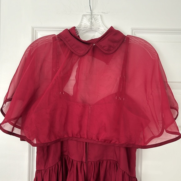 Unique Vintage red dress with capelet size large - Picture 10 of 13